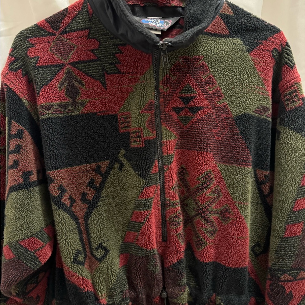 Women’s Vintage Early Winters 3/4 zip fleece jacket. Geometric pattern. Medium.